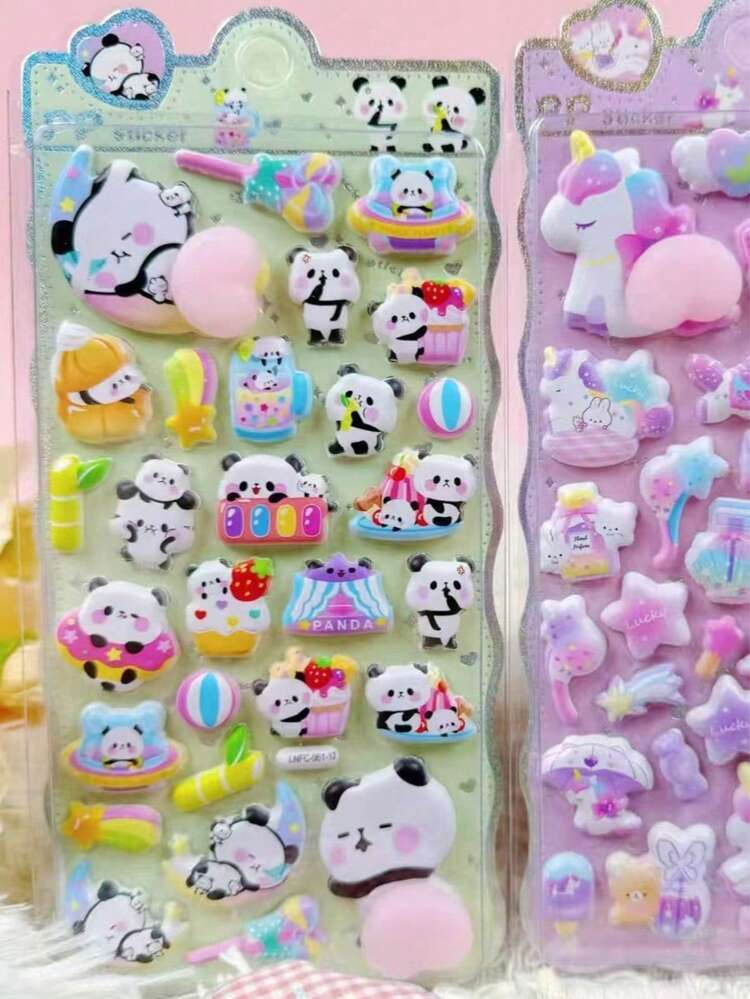 Cute Animal Butt Stickers, Stress Relief Puffy Squishy Sticker For DIY Scrapbook Guitar Phone Case Laptop Decal - Multicolor - View 7
