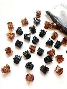 20pcs Brown Mini Hair Clips, Suitable For Women's Hairstyles, Can Be Used For Decorating Braids And Voluminous Bangs - Multicolor - View 10