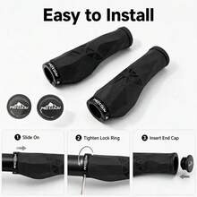 MOTSUV 1 Pair Mountain Bike Handlebar Grips With Lock-On Design, Non-Slip Comfortable Rubber Bicycle Replacement Grips, Black And Gray Optional - Multicolor - View 2