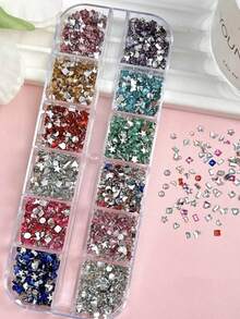 8Box Random Mixed Bedazzling Kit Simulated Resin Pearls, Flowers, Round Rhinestone Bows, Mini Round Beads Gothic Punk Nail Accessories For Nail Art, Phone Case & Holiday Craft Decor - Multicolor - View 2