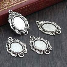 10pcs 10x14mm Inner Size Antique Silver Plated Bronze Classic Flower Style Cameo Cabochon Base Setting Pendant Necklace Findings - 10x14mm - View 2