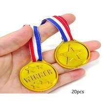 Gold Plastic WINNER Medals For Adult Competitions, Red Blue White Striped Lanyard Design, Sports Games Ball Games Team Building Party Event Prizes, Party Basket Filler Decoration, Multi-Specification 10/20/30pcs Event Commemorative Gift Pack - Multicolor - View 14