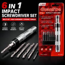 Set Obeng Impact 6-in-1 Isi 7 Buah | Set Mata Obeng Multifungsi Elektrik/Manual | Gagang Logam Anti Selip dan Ujung Magnet yang Kuat | Alat Perbaikan Khusus untuk Sekrup yang Lepas/Berkarat | Universal untuk Perbaikan Rumah/Mobil - A - View 9