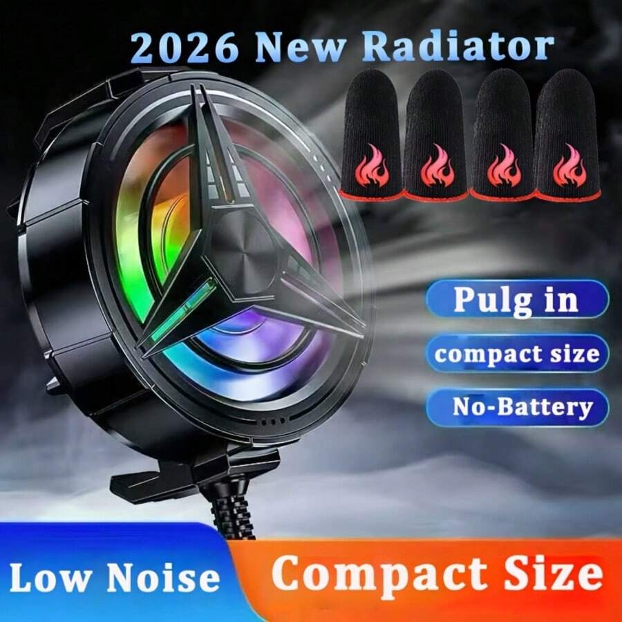 Smartphone Cooling Fan, USB Powered, Operates Quietly, Designed For Mobile Gaming ,As A Radiator For Phones,Finger Covers For Game Playing. - Black - View 1