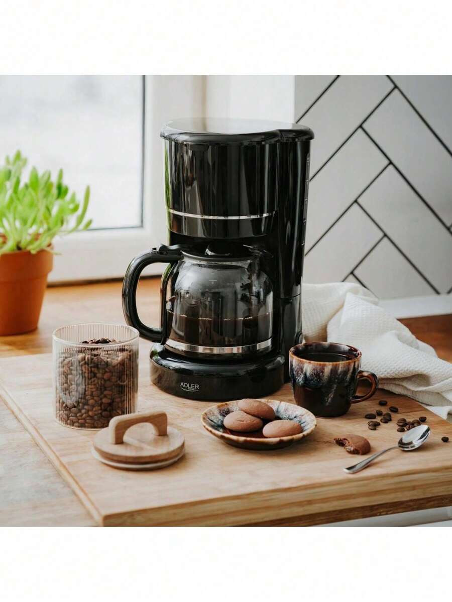 Adler Drip Coffee Maker, Filter Coffee Machine, Automatic Coffee Maker - Compact Design, Reusable Filter, Black - EU E Type Plug(220-240V) - View 1