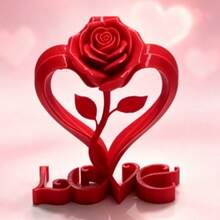 Best-Selling 2D Printed Red Rose Heart-Shaped Ornament, Creative Valentine's Day Gift For Wife, Lover, Girlfriend - B - View 3