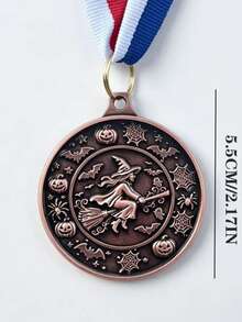1pc Simple Classic Halloween Pattern Medal, 3D Embossed Zinc Alloy Medal, Halloween Game Challenge, Event Completion Souvenir, Halloween Holiday Gift, Festival Competition Reward - Bronze - View 8