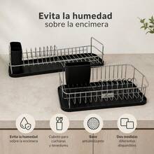 Stainless Steel Dish Drying Rack With Removable Drip Tray And Cutlery Holder, Kitchen Organizer With Non-Slip Base And Sturdy Grid Structure - 銀色 - 查看 5