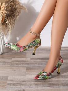 New Women's Pointed Toe Slip-On High Heels, Comfortable For Beach, Vacation, Party, Office, Holiday, Daily Wear, All Season - Multicolor - View 1