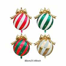 Christmas Bow & Colorful Ball Foil Balloon Set, Suitable For New Year, New Year's Day, Christmas, Birthday, Home, Window Display, Photography Decoration - Multicolor - View 8