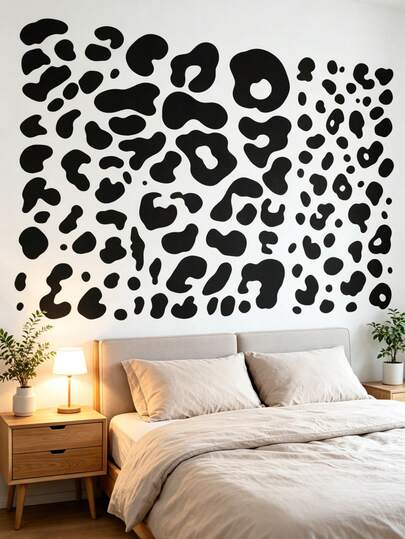 1/5/12/20pcs Black Leopard Print Spotted Wall Stickers, Self-Adhesive Removable PVC Decals For Bedroom, Cabinet Doors, Refrigerator, DIY Decoration