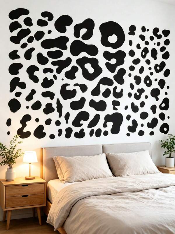 1/5/12/20pcs Black Leopard Print Spotted Wall Stickers, Self-Adhesive Removable PVC Decals For Bedroom, Cabinet Doors, Refrigerator, DIY Decoration