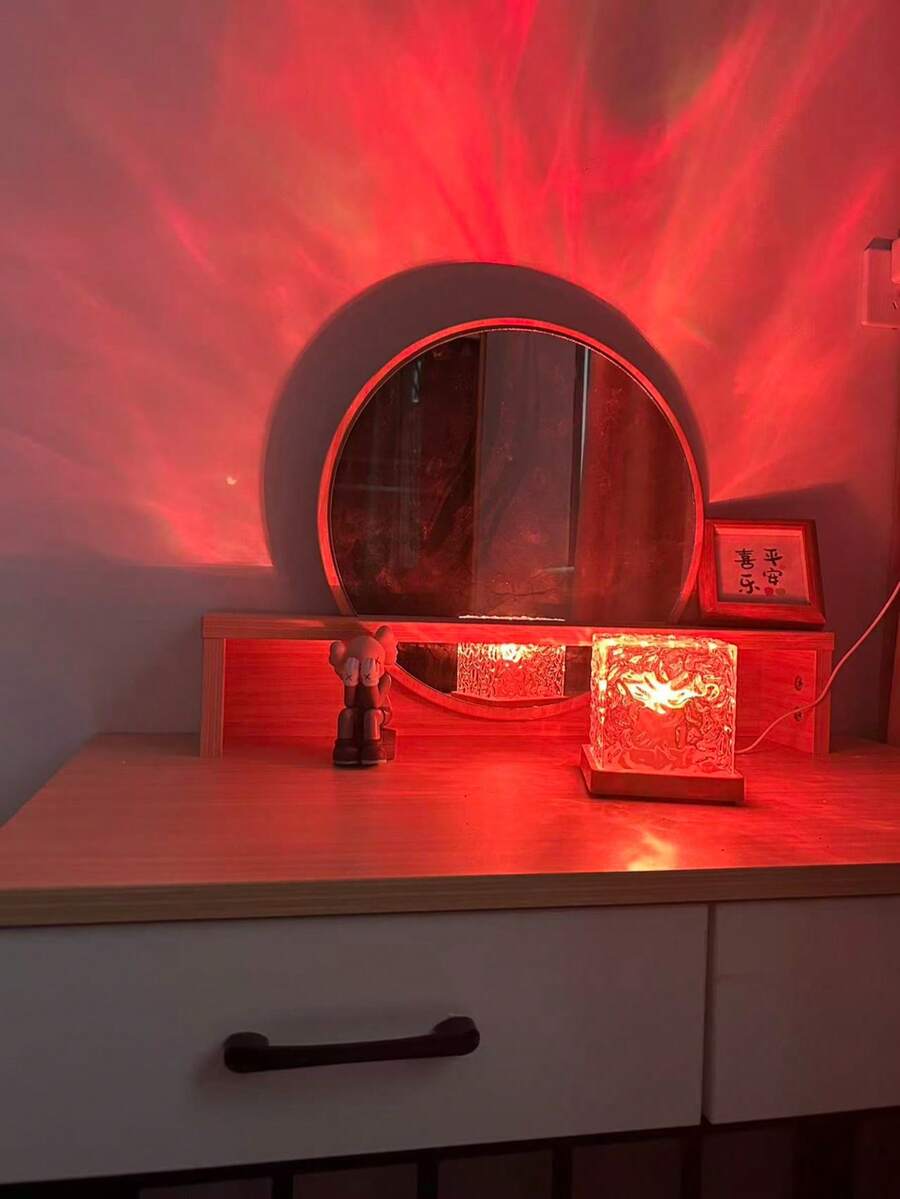 1 pieza Luz nocturna de proyección de ondas de agua de 16 colores, lámpara de cristal brillante con control táctil/remoto, alimentada por USB, proyector de luz nocturna de ondas, proyector de atmósfera de escena nocturna LED, para decoración del hogar - perfecto para cumpleaños y días festivos - Multicolor - Ver 1