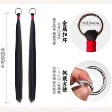 Women's Double Ponytail Chinese Ring Buckle Long Straight Hair New Chinese Style Ancient Costume Hanfu Cheongsam Wig Braids Hair Extensions Braids Women's Personalized Braided Ponytail Hair Accessories - Multicolor - View 3