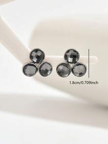 1 Pair Luxury Fashion Rhinestone Stud Earrings For Women Suitable For Daily Wear - Black - View 4