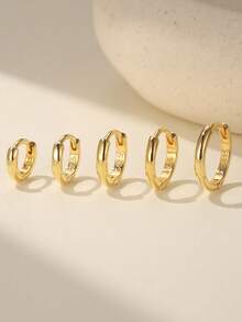 EleRunis 1pc 925 Sterling Silver Classic Thick 5/6/7/8/9mm Rook Conch Cartilage Hoop Earring, 18K Gold Plated, Upper Cartilage Conch Earring For Women, Daily Wear & Party Style - Gold - View 6