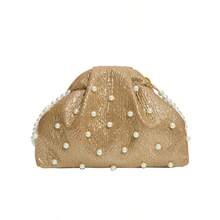 Fashionable Elegant Solid Color Clasp Mini Crossbody Bag Phone Bag - Gold - View 7