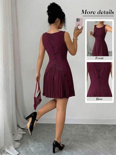 Vestido ajustado con cierre de botones y volantes, elegante para primavera/verano 2026. Vestido casual de moda para uso diario y atuendo de oficina