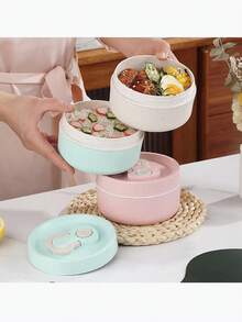 2-Compartment Divided Bento Lunch Box, Microwave , Snap-Lock Leak-Proof Lid, With Utensil Set, Portable Meal Prep Container For Students, Dorm, Office, Outdoor Camping, Picnic, Travel, Fresh-Keeping Lunch Box, Back To School Gift - Multicolor - View 11