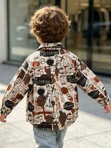 Boys Spring Casual Letter Print Shirt Top - Multicolor - View 3