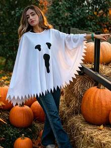 1 Piece Adult White Ghost Cape, Suitable For Various Festival Makeup Party Costume Props And Outfits - White - View 3
