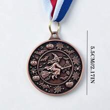 1pc Simple Classic Halloween Pattern Medal, 3D Embossed Zinc Alloy Medal, Halloween Game Challenge, Event Completion Souvenir, Halloween Holiday Gift, Festival Competition Reward - Bronze - View 4