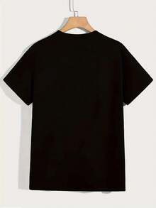 Y2K Cotton Graphic Tee For Boys, "FLYRICH" Bold Print T-Shirt, Crew Neck Short Sleeve, Summer Youth Fashion Black Colorful Money Design Tee. - 黑色 - 查看 3