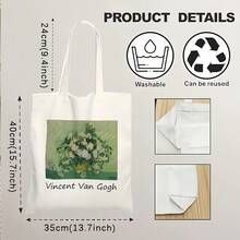 Un clásico bolso de lona con un estampado artístico de "La Rosa" de Vincent van Gogh - bolso de hombro de poliéster duradero y de gran tamaño, adecuado para ir de compras y para el uso diari - A - Ver 1