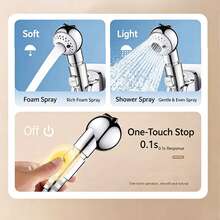 Pet Handheld Shower Head, 2 Spray Modes Shower Head With One-Touch Water Stop Button, Portable Shower Head, Suitable For Dog And Cat Bathing, Salon Grooming, Low Water Pressure Bathroom Accessory - Silver - View 7