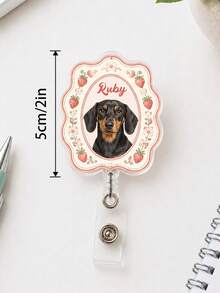 1pc Custom Pet Portrait Badge Reel With Name, Personalized Dog Cat Badge Reel, Retractable ID Holder, Vet Tech Gift Photo Reel, Nurse Badge Clip,Pet Party Identification Tag,Pet Owner Gift - Multicolor - View 3