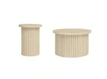 Round Coffee Table Set - 2 Piece, Natural Wood Finish - Natural - 查看 9