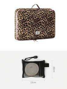 Leopard Print Travel Storage Bag, Lightweight Travel Organizer, Multi-Size Large Capacity Cosmetic Bag, Toiletry Bag, Clothing Storage Bag - Multicolor - View 11