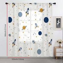 2PCS Yellow And Blue Star Space Science Fiction Sheer Curtains, With Pole Pockets To Protect Privacy, Suitable For Window Decoration In Bedrooms And Living Rooms, Kitchens, And Balconies,Fun Decorative Sheer Curtains,90gsm - Multicolor - View 10