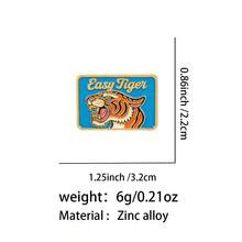 復古 Easy Tiger 琺瑯別針,復古咆哮虎領章徽章,金邊裝飾胸針,適合夾克與背包,酷炫動物配件禮物,男女適用 - 藍色 - 查看 10