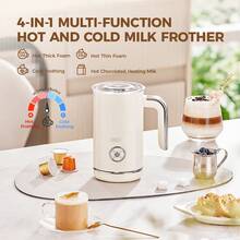 CAFELFFE 4-In-1 Electric Milk Frother, Automatic Steam Milk Frother, Precise Temperature Control, Easy To Use, 304 Stainless Steel, Suitable For Hot And Cold Chocolate, Latte, Cappuccino, And Other Drinks, White, 500W - EU F Type Plug(220-240V) - View 9