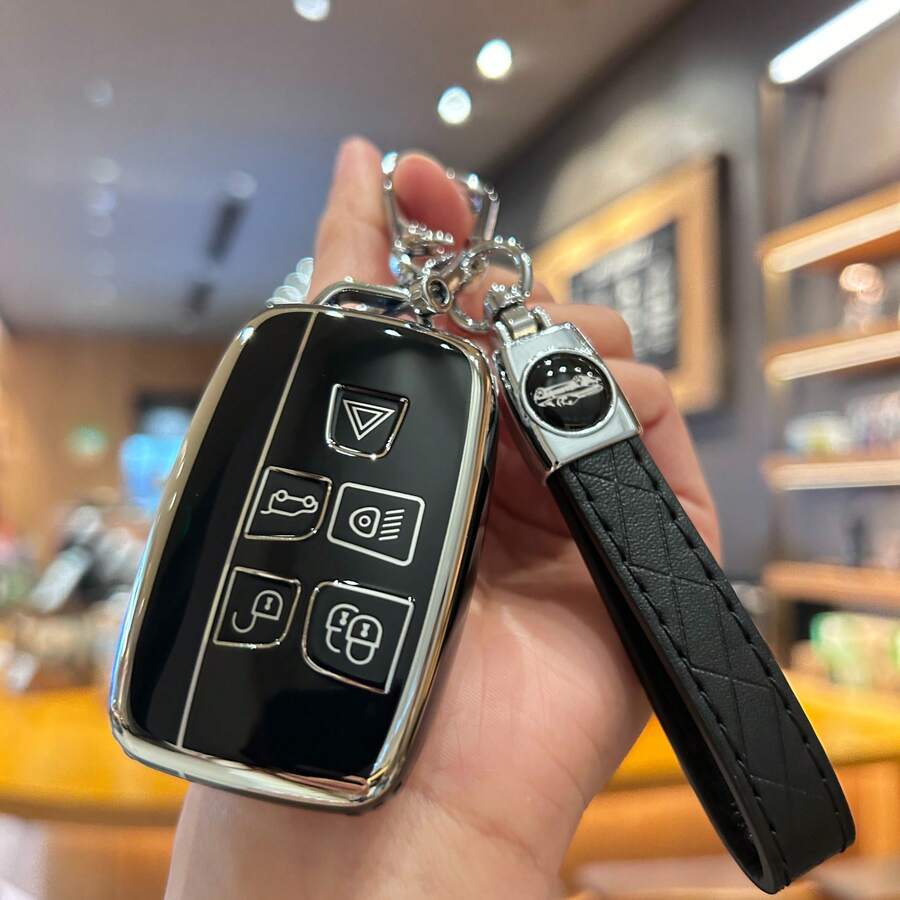 TPU Car Key Fob Case Cover With Keychain For Land For Rover, Compatible With Rover Range, Evoque, Sport, Vogue, Discovery 5, XE, XJ, XF, Guitar