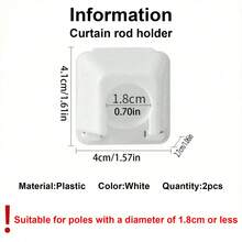 2pcs Drill-Free Adjustable Curtain Rod Brackets, Damage-Free Plastic Wall Hooks, Suitable For Shower Curtain And Door Curtain Tension Rods, Sturdy Support Minimalist Rod Holders, Easy Installation Hardware For Home And Bathroom - Multicolor - View 9