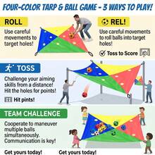 4‑Color Bean Bag Toss Game Set, 2.1*1.4m Indoor Outdoor Throwing Game With 6 Random Color Soft Ball, Multicolor Target Toss Game For Backyard Beach Party Group Team Building Activities - 4-colors, 2.1*1.4m - View 6