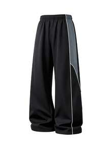 Men's Casual Loose Straight Leg Sweatpants Spring/Summer Fashion Sports Long Pants - Black - View 3