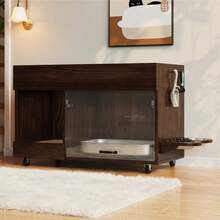 Cat Tree With Cat Mat, Cat Furniture, Pet Cabinet With Rattan Drawer, Pet Sideboard/TV Stand, No Cat Box, White, 120x50x65 - Single Door, 100*45,5*67 cm - View 11