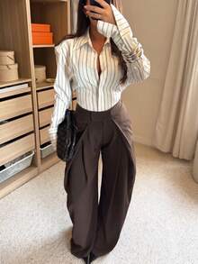 2026 Autumn/Winter New Tailored Wide-Leg Pants, Pleated Design, Non-Transparent Fabric, Comfortable To Wear. - Volcanic Gray - View 11