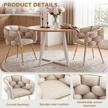 Modern Accent Chair Beige Metal Frame - Luxury Style For Living Room & Bedroom - Beige - View 7