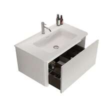 Wall Mounted Bathroom Vanity White 80cm - Storage Cabinet - 白色 - 查看 5