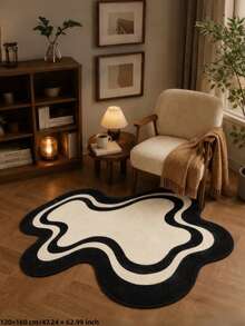 1pc 2026 New Abstract Black And White Pattern Asymmetrical Rug, Absorbent Soft Skin-Friendly Carpet, Autumn/Winter Hot-Selling Decorative Mat, Decorative Rug, Bedroom Decor, Small Rug, Carpet, Home Decor, Living Room Rug, Living Room Small Rug, Bedroom Carpet, Living Room Home Decor, Outdoor Rug, Washable Carpet - Multicolor - View 15