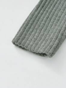 Sweater Rajut Lengan Panjang Model Korea Musim Dingin dengan Desain Leher V dan Tali Pengikat - Grey - View 6