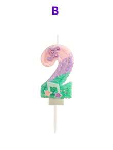 Music Symbol Pink, Green And Purple Multicolor Shiny Sequin, Musical Note Shaped Number Candles, Anniversary Candles, Souvenirs, Birthday, Holiday, Halloween, Party, Party Favors, Games, Party Candle Decorations And Supplies - Multicolor - View 22