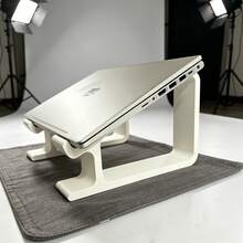 1pc Modern Minimalist 3D Printed Laptop/Tablet Stand - Adjustable Angle And Height, Suitable For Home Office Desk, Compatible With Smartphones, E-Book Readers, Tablets, Desktop Placement - White - View 2