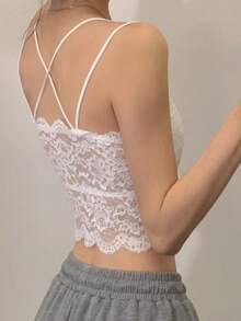 RUIWY White Sexy Lace Camisole, Casual Ladies' Underwear Bra With Removable Pads, Suitable For Spring And Summer - White - View 4