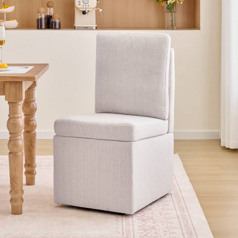 Multifunctional Dining Chair Grey Chenille - 灰色 - 查看 1