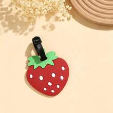1pc Cute Fruit Shaped Silicone Luggage Tag, Adjustable Lanyard Luggage Name Tag, Strawberry Apple Banana Cartoon Design Bag Identification Tag, Backpack Anti-Lost Travel Accessory - Multicolor - View 7